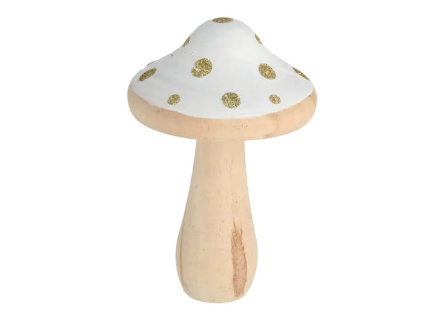 Mittelgroßer Weißer Deko-Pilz, Höhe ca. 14cm, Eleganter Zierartikel TK Gruppe® Grosshandel 