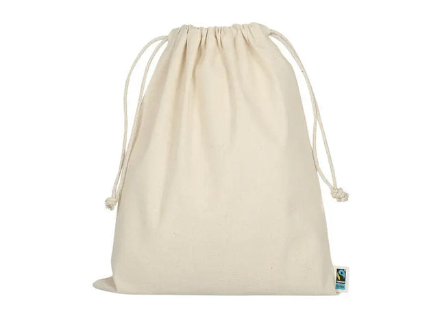 Mittelgroßer Zuziehbeutel aus Fairtrade-Baumwolle, 25 x 30 cm - Natur TK Gruppe® Grosshandel 
