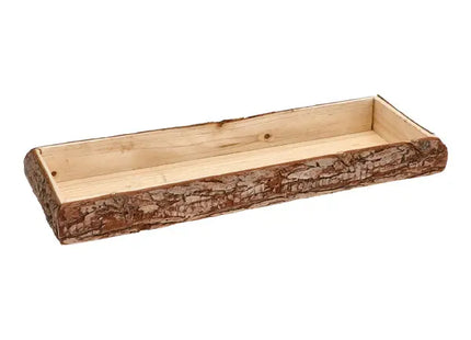 Mittelgroßes Deko-Holztablett mit Rindenoptik, Naturstil, ca. 38x13 cm TK Gruppe® Grosshandel 