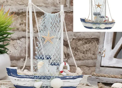 Mittelgroßes Fischerboot-Modell mit Netz, 15x16,5x4 cm – Detailreiches Sammlerstück TK Gruppe® Grosshandel 