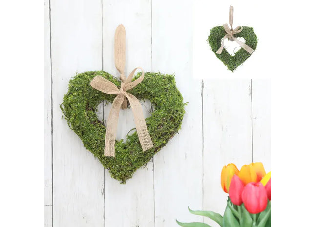 Mittelgroßes Moosherz zum Aufhängen, 26 cm - Ökologische Wanddeko TK Gruppe® Grosshandel 