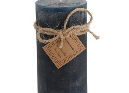 Mittlere Blaue Gefrostete Stumpenkerze, Texturierte Oberfläche, 7x13cm TK Gruppe® Grosshandel 