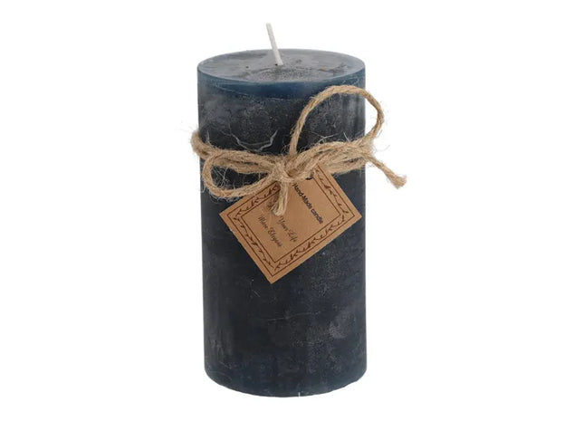 Mittlere Blaue Gefrostete Stumpenkerze, Texturierte Oberfläche, 7x13cm TK Gruppe® Grosshandel 