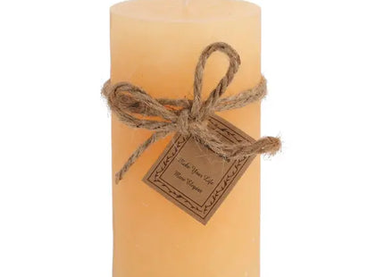 Mittlere Gefrostete Stumpenkerze in Aprikosenfarbe, Dekorativ, 7x13 cm TK Gruppe® Grosshandel 