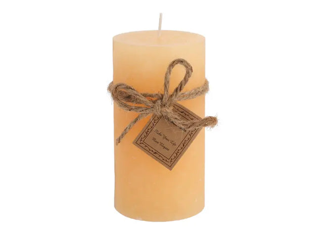 Mittlere Gefrostete Stumpenkerze in Aprikosenfarbe, Dekorativ, 7x13 cm TK Gruppe® Grosshandel 