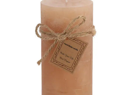 Mittlere Gefrostete Stumpenkerze in Hellbraun, Modernes Dekor, 7x13 cm TK Gruppe® Grosshandel 