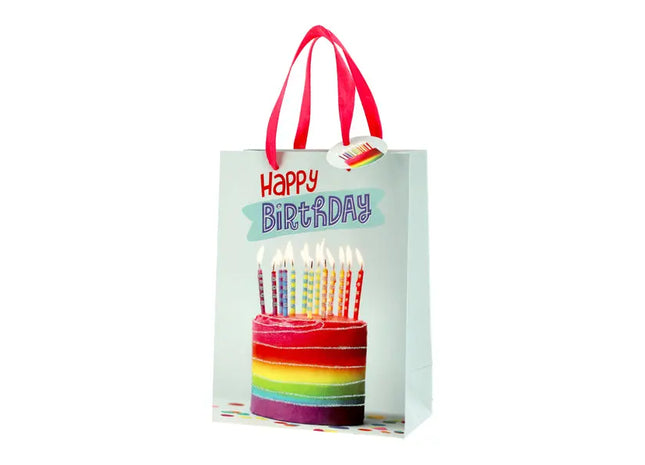Mittlere Geschenktüte Geburtstagstorte, Feierdesign, 23 cm Höhe TK Gruppe® Grosshandel 