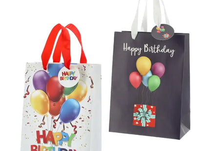 Mittlere Geschenktüten 'Happy Birthday Ballons', 2er-Pack, 23cm hoch TK Gruppe® Grosshandel 