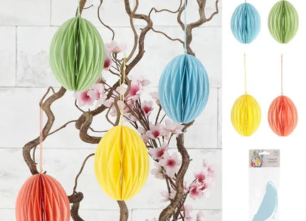 Mittlere Honeycomb Osterei Hänger, 4er-Set, ca. 12cm Hoch TK Gruppe® Grosshandel 