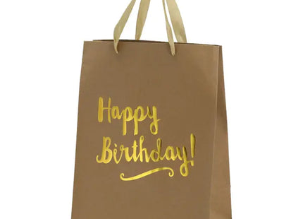Mittlere Kraftpapier-Geschenktüte Happy Birthday, 34cm Höhe – Perfekte umweltfreundliche Verpackung TK Gruppe® Grosshandel 
