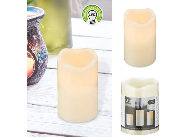 Mittlere LED Echtwachskerze – Flammenlos und Authentisch, 9cm Hoch TK Gruppe® Grosshandel 