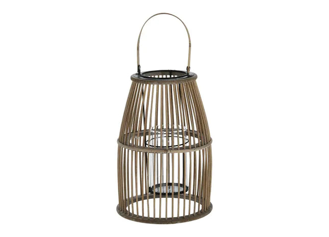 Mittlere Laterne mit Henkel, Rattan, Kegelform, ca. 35cm Höhe – Natürliche und stilvolle Beleuchtung TK Gruppe® Grosshandel 