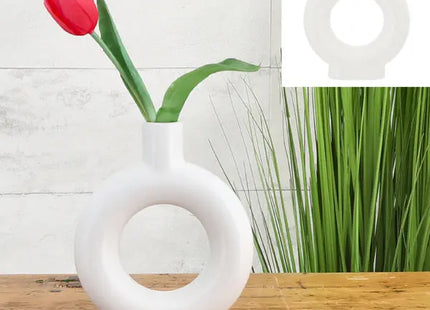 Mittlere Runde Weiße Keramikvase, 20cm Hoch, Modernes Design für Tischdeko TK Gruppe® Grosshandel 