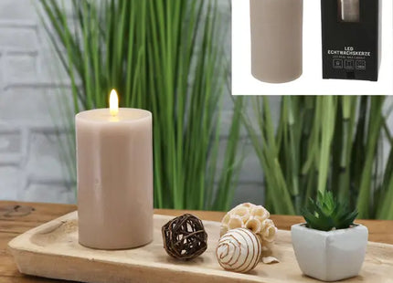 Mittlere Rustikale Graue LED Kerze 'New Flame', 7,5x12,5cm - Stilvolles Licht TK Gruppe® Grosshandel 