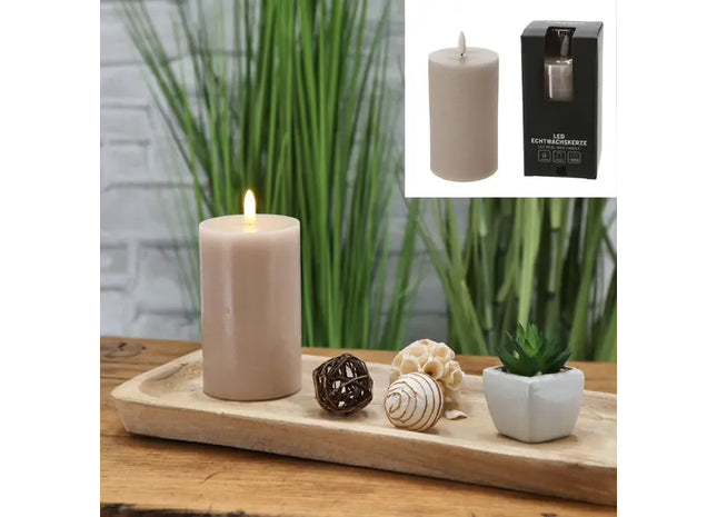 Mittlere Rustikale Graue LED Kerze 'New Flame', 7,5x12,5cm - Stilvolles Licht TK Gruppe® Grosshandel 