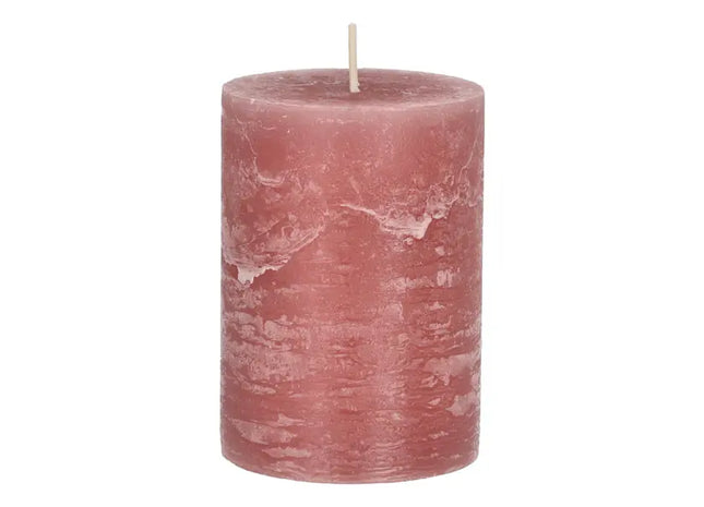 Mittlere Rustikale Stumpenkerze in Rosa, 7x10cm - Stilvolles Dekoelement TK Gruppe® Grosshandel 