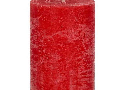 Mittlere Rustikale Stumpenkerze in Rubinrot, 7x10cm - Auffälliges Dekorelement TK Gruppe® Grosshandel 