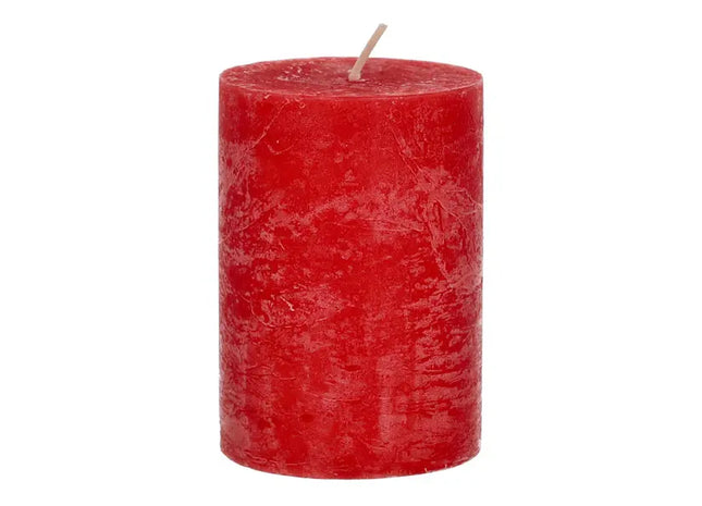 Mittlere Rustikale Stumpenkerze in Rubinrot, 7x10cm - Auffälliges Dekorelement TK Gruppe® Grosshandel 