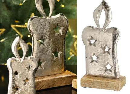 Mittlere Silberne Kerze auf Standfuß - Stilvolles Dekor, ca. 21cm Höhe TK Gruppe® Grosshandel 