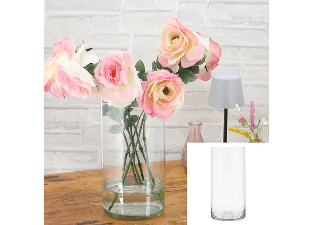 Mittlere Zylinder Glasvase, Transparent, 15 cm Durchmesser, 30 cm Hoch TK Gruppe® Grosshandel 