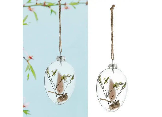 Mittlerer Ei-Anhänger mit Trockenblumen, Höhe 9,5 cm TK Gruppe® Grosshandel 