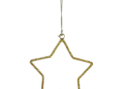 Mittlerer Goldener Deko-Hängestern aus Glasperlen, Ø 15cm TK Gruppe® Grosshandel 