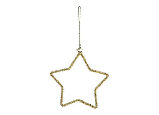 Mittlerer Goldener Deko-Hängestern aus Glasperlen, Ø 15cm TK Gruppe® Grosshandel 