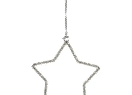 Mittlerer Silberner Deko-Hängestern aus Glasperlen, 15cm Durchmesser TK Gruppe® Grosshandel 