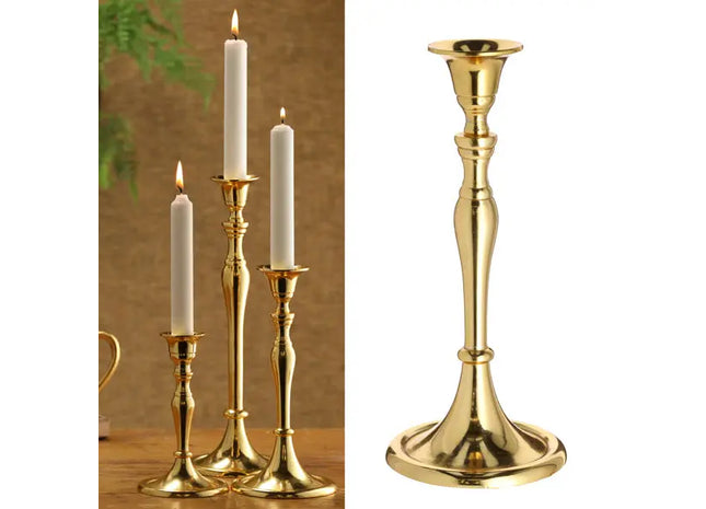 Mittlerer Stabkerzenhalter in Gold - Elegantes Dekor-Element, ca. 24cm Höhe TK Gruppe® Grosshandel 