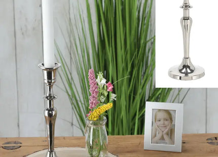 Mittlerer Stabkerzenhalter in Silber, Ca. 22cm Hoch - Modernes Dekor für Zuhause! TK Gruppe® Grosshandel 