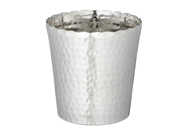 Mittlerer Übertopf, Silber mit Wellenrand, Gehämmert, Ca. 13 cm Durchmesser - Stilvolle Pflanzendeko TK Gruppe® Grosshandel 