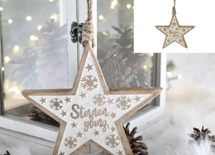 Mittlerer Weißer Stern-Hänger aus Mangoholz, 20 cm Durchmesser – Sternenglanz TK Gruppe® Grosshandel 