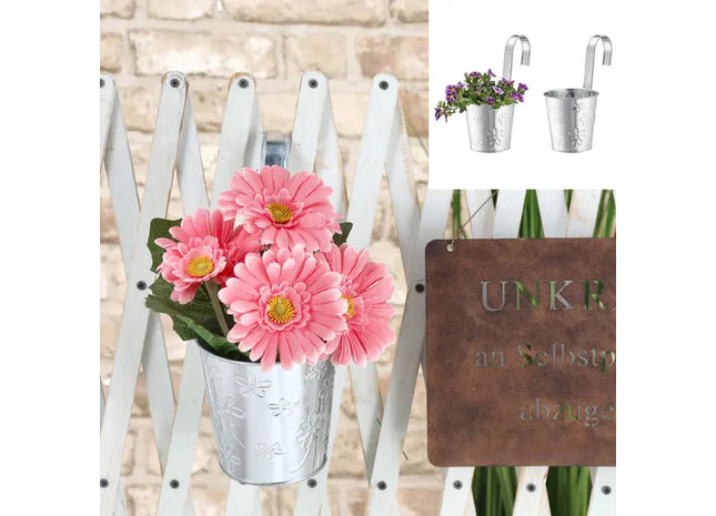 Mittlerer Zink-Blumenübertopf Springflower - Durchmesser 13cm TK Gruppe® Grosshandel 