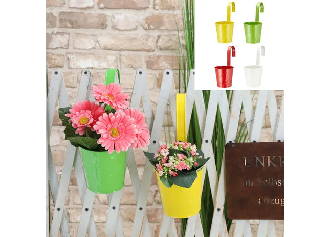 Mittlerer Zink-Blumenübertopf Springflower, 4er-Set - Durchmesser 13cm TK Gruppe® Grosshandel 