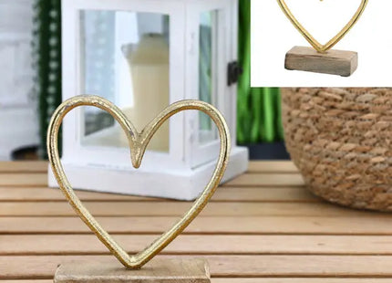 Mittleres Herz auf dekorativem Sockel, goldfarben, 15x15cm – Elegante Dekoration und Geschenkidee TK Gruppe® Grosshandel 