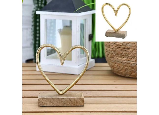 Mittleres Herz auf dekorativem Sockel, goldfarben, 15x15cm – Elegante Dekoration und Geschenkidee TK Gruppe® Grosshandel 