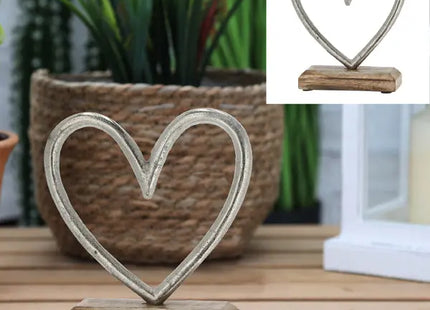 Mittleres Herz auf dekorativem Sockel, silberfarben, 15x15cm – Perfekt für stilvolle Dekoration TK Gruppe® Grosshandel 