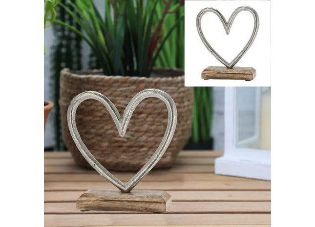Mittleres Herz auf dekorativem Sockel, silberfarben, 15x15cm – Perfekt für stilvolle Dekoration TK Gruppe® Grosshandel 