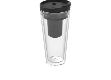 Mocha Isolierbecher mit Teesieb 350 ml, Transparent-Schwarz, Für Teeliebhaber TK Gruppe® Grosshandel 