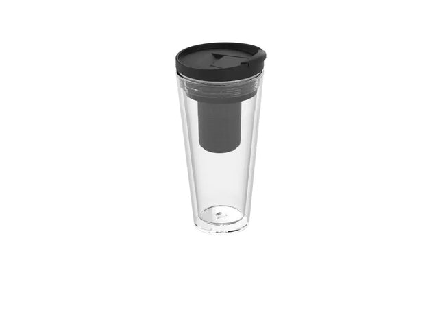 Mocha Isolierbecher mit Teesieb 350 ml, Transparent-Schwarz, Für Teeliebhaber TK Gruppe® Grosshandel 