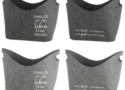 Moderne Filz-Aufbewahrungskörbe mit Sprüchen – 4er Set – Dekorativ und Praktisch TK Gruppe® Grosshandel 