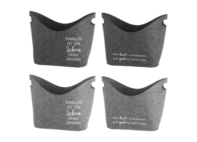 Moderne Filz-Aufbewahrungskörbe mit Sprüchen – 4er Set – Dekorativ und Praktisch TK Gruppe® Grosshandel 