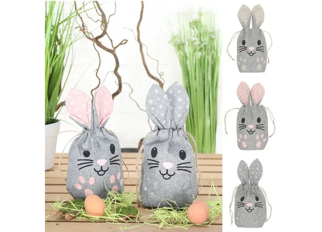 Moderne Graue Hasenbeutel, 3er-Set, ca. 29x16cm – Praktische Aufbewahrungslösung TK Gruppe® Grosshandel 