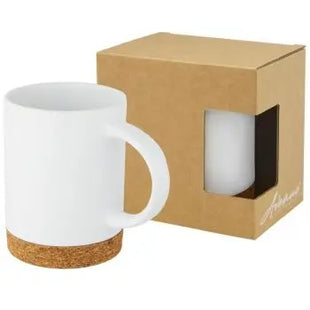 Moderne Neiva Keramiktasse 425 ml mit Korkboden - weiß Elegante weiße Tasse mit Kork TK Gruppe® Grosshandel 