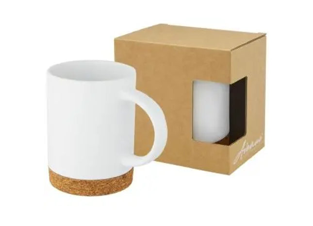 Moderne Neiva Keramiktasse 425 ml mit Korkboden - weiß Elegante weiße Tasse mit Kork TK Gruppe® Grosshandel 