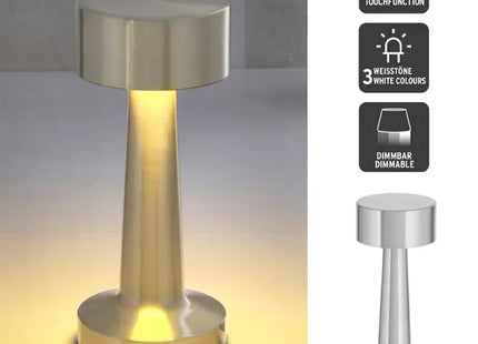 Moderne USB LED-Touch-Tischleuchte in Silber, Höhe 21 cm – Ideale Beleuchtung TK Gruppe® Grosshandel 