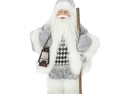 Moderne Weihnachtsmann-Figur, Stehend, Grau, 30 cm, Elegante Festtagsdeko TK Gruppe® Grosshandel 
