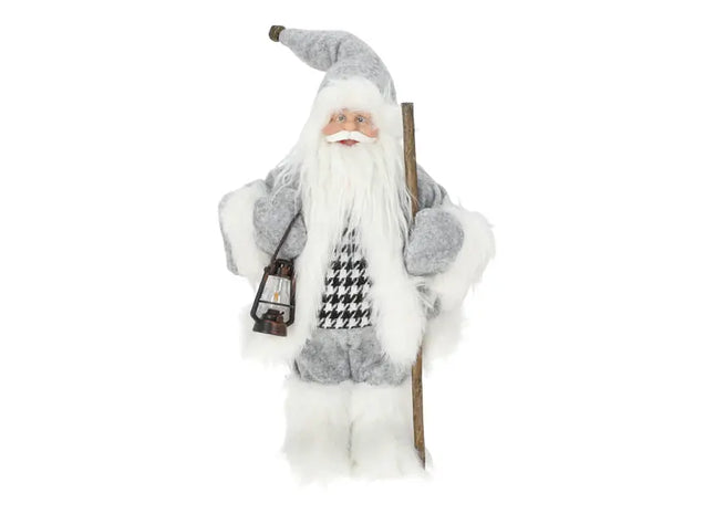 Moderne Weihnachtsmann-Figur, Stehend, Grau, 30 cm, Elegante Festtagsdeko TK Gruppe® Grosshandel 