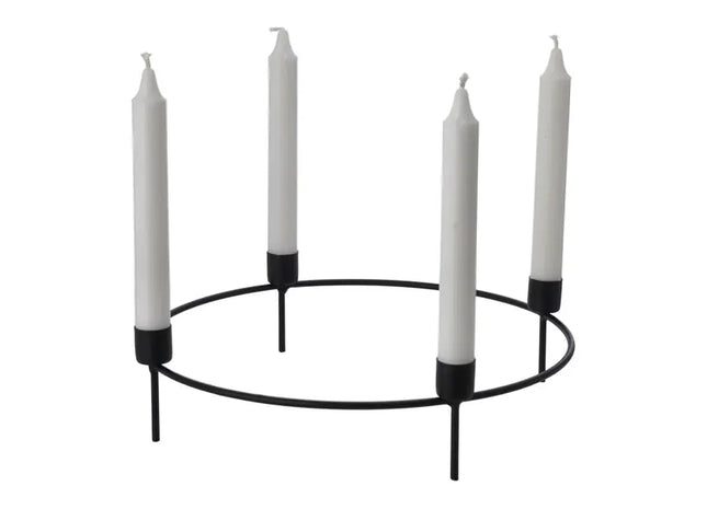 Moderner DIY Adventskranz mit Stabkerzenhaltern, Schwarz, 32x8 cm TK Gruppe® Grosshandel 