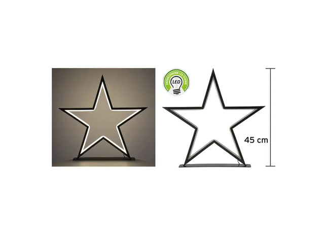 Moderner Großer LED Stern auf Fuß, Schwarz, 45cm Hoch - Stilvolle Deko TK Gruppe® Grosshandel 